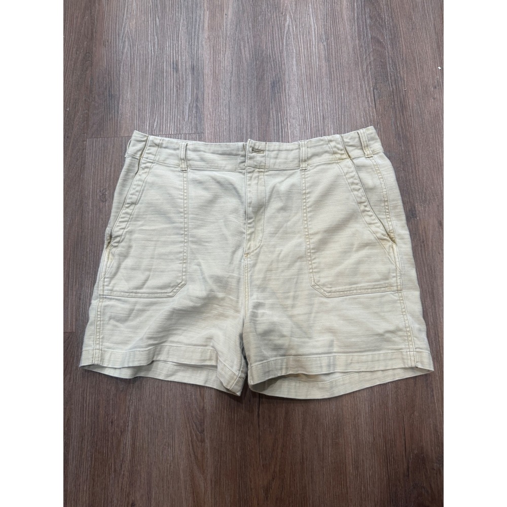 Faherty Brand Women Tan Cotton Stretch Utility Cinch‎ Back Shorts Size 32